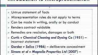 Misrepresentation Lecture 1 of 4 [upl. by Bouchier346]