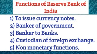 Functions of RBI Reserve Bank of India in Hindi  very easy [upl. by Yacov487]