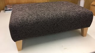 Recover a large foot stool pouffe from start to finish in new fabric [upl. by Dnalkrik954]