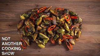 CRISPY ROASTED BRUSSELS SPROUTS [upl. by Cappella]