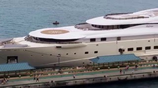 Billionaire David Geffens 300 Million Dollar Pelorus Yacht Aerial View [upl. by Ailis354]