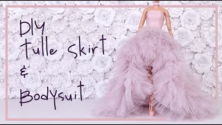 DIY Barbie Clothes Tutorial and Free Patterns I Tulle Skirt and Bodysuit [upl. by Maclay]