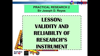 PRACTICAL RESEARCH 2  VALIDITY AND RELIABILITY OF RESEARCHS INTRUMENT  TAGLISH [upl. by Kreit]