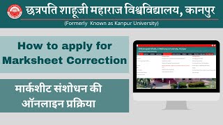 How to apply for online mark sheet correction  CSJMU Kanpur [upl. by Salohci]