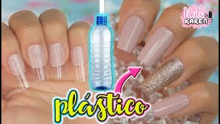 UÑAS POSTIZAS con BOTELLAS de PLÁSTICO  RECICLADAS [upl. by Enelrad]