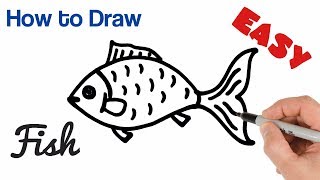 How to Draw a Fish easy step by step [upl. by Ecinnej]