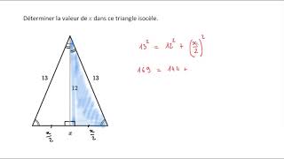 Théorème de Pythagore dans un triangle isocèle [upl. by Aimit]