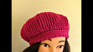 How to Crochet Beret hat tutorial Happy Crochet Club [upl. by Jael145]