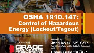 Webinar VOD  OSHA 1910147  Control of Hazardous Energy LockoutTagout [upl. by Ahsieat283]