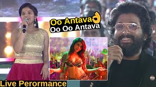 Oo AntavaOo Oo Antava Song Live PerformanceSamanthaAllu Arjun Rashmika  DSPMangliOo Antava [upl. by Volnay]