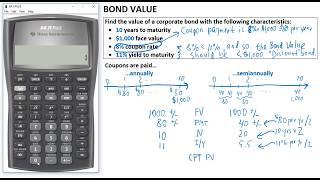 Find Bond Value  annual vs semiannual coupons [upl. by Nylakcaj]