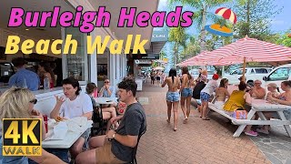 4K Walking Beach Tour  Burleigh Heads Gold Coast Australia 🌴 [upl. by Claybourne]