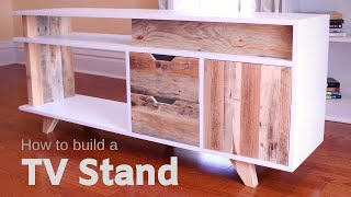 DIY Plywood and Reclaimed Pallet Wood TV Stand  Media Console  How to Make It [upl. by Weiss861]