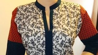 Collar Neck Kurti Cutting and Stitching with Detailing Useful tipsFull Tutorial Subtitles [upl. by Tomasz]