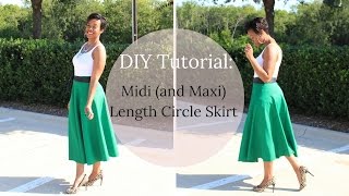 How to Make A Long Circle Skirt Tutorial Midi or Maxi Length [upl. by Wamsley]