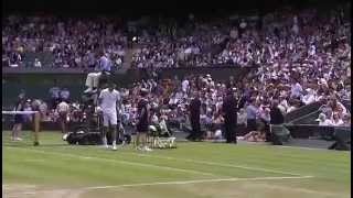 Rosol knocks over Rafa Nadals bottle  Wimbledon 2014 [upl. by Eimac]