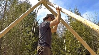 Make a Tripod Hoist and Move Logs While Building a Cabin Alone [upl. by Nanaj184]