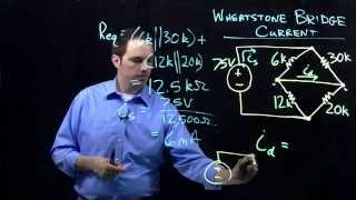 Circuits I Example with Wheatstone Bridge Unbalanced [upl. by Assillim]