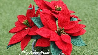 Crochet Poinsettia crochet flower crochet Christmas flower [upl. by Keil579]