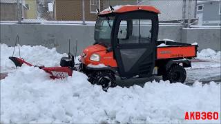 Snow Plowing Kubota RTV 900 Western V Plow [upl. by Hcnarb819]