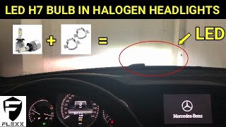 MERCEDES HOW TO PART 1 INSTALL H7 LED BULB amp RETAINER BRACKET IN HALOGEN HEADLIGHTS [upl. by Danika]