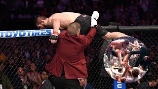 ESCÁNDALO KHABIB SALTO DE LA JAULA Y LE PEGÓ AL EQUIPO DE McGREGOR [upl. by Rairb]