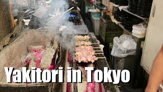 Yakitori in Tokyo with binchotan japanese style charcoal 焼き鳥 [upl. by Eiramnna]