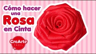 Cómo hacer una rosa en cinta fácil  How to make a ribbon rose DIY [upl. by Nottap417]