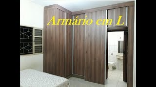 Armário de quarto em L com porta para o banheiro [upl. by Ardnal]