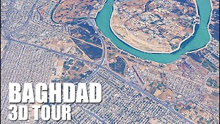 Baghdad City aerial view  3D tour of Baghdad [upl. by Bartle513]