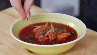 Vegetarian Borscht Recipe  Russian Beetroot Soup [upl. by Aaren]