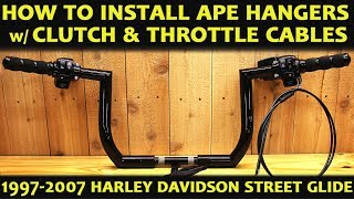 How To Install Ape Hangers on Harley Davidson Street Glide the Easy Method [upl. by Eleirbag]