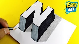 🔴 COMO Dibujar LETRAS en 3D LETRA N ⭐ how to draw the letter N 3D ► Dibujar letras BONITAS en 3D [upl. by Nired]