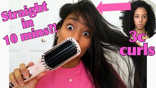 Can a Brush Straighten My Curly Hair  L’ange Le Vite Straightening Brush Review on Natural Hair [upl. by Vanderhoek]