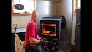 How to start a Hitzer 5093 coal stove [upl. by Wildee772]