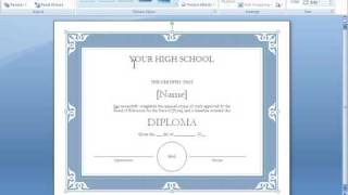 Word 2007 Tutorial 17  Making A Certificate With A Template [upl. by Erdnaxela]