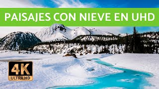 Los mejores PAISAJES NEVADOS con MÚSICA relajante 🏔️❄️ Vídeo 4K [upl. by Ybloc365]