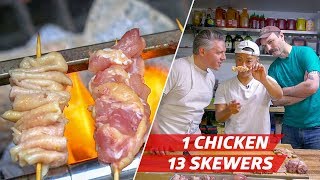 How Yakitori Master Atsushi Kono Makes 13 Skewers Out of One Chicken — Prime Time [upl. by Anillehs]