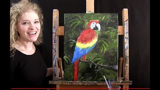 Peek A Boo Parrot  Cookies and Canvas for Kids  Step by Step Acrylic Painting Tutorial and Recipe [upl. by Caitlin397]