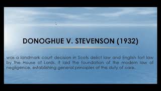 Donoghue v Stevenson 1932  Doctrine of Negligence  Law of Tort  Case Summary [upl. by Euqinoj22]